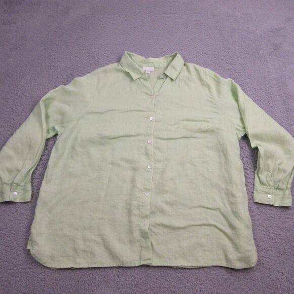 J. Jill Love‎ Linen Womens Shirt Top Blouse Plus size 2X Button Up Collar beach - Picture 1 of 8